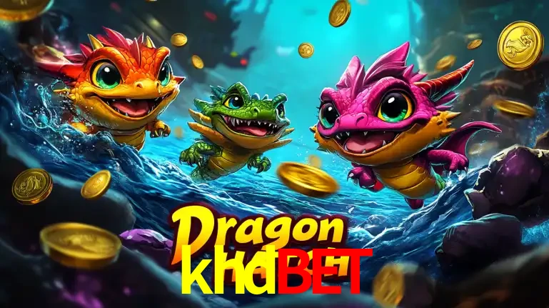 Arte promocional do jogo Dragon Hatch com três adoráveis dragões bebês nadando entre moedas de ouro, um dos slots mais divertidos para jogar no cassino khdbet.