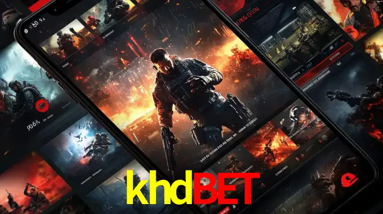 Tela de um celular exibindo uma galeria de jogos de tiro com temática militar, mostrando a variedade de e-sports disponíveis para apostas na plataforma de entretenimento khdbet.