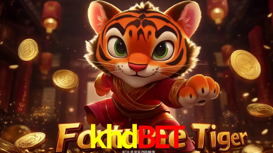 O carismático mascote do jogo de slot Fortune Tiger, um tigre fofo em pose de artes marciais, pronto para trazer sorte e multiplicadores de ganhos no cassino online khdbet.